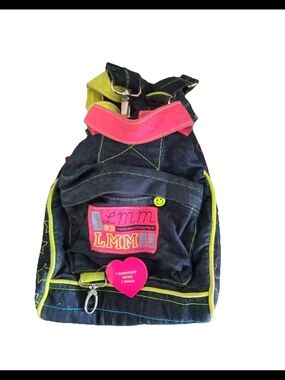 Little Miss Matched Denim Backpack with Pink & Lime Accents